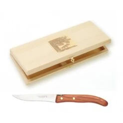 Coffret Hêtre 6 Couteaux Steak Grillade Manche Bois