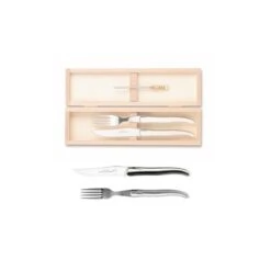 Coffret Hêtre 1 Couteau + 1 Fourchette Laguiole Plein Manche
