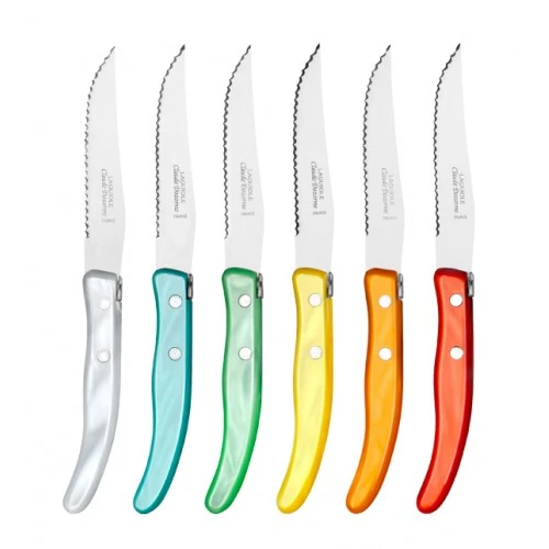 Coffret Hêtre 6 Couteaux Berlingot Manche Nacrine Panachée 2 Coffret Hêtre 6 Couteaux Berlingot Manche Nacrine Panachée – Image 2