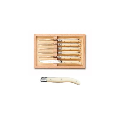 Coffret Hêtre 6 Couteaux à Dessert Laguiole Mitre Inox Manche Ivoirine 1 Coffret Hêtre 6 Couteaux à Dessert Laguiole Mitre Inox Manche Ivoirine