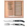 Coffret Bois 12 Pièces Laguiole Mitre Inox Manche Corne Noire