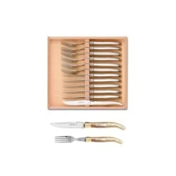 Coffret Hêtre 12 Pièces Laguiole Mitre Laiton