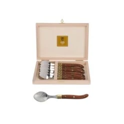 Coffret Hêtre 6 Cuillères à Café Laguiole Mitre Laiton