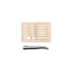 Coffret Hêtre 6 Fourchettes à Dessert Laguiole Plein Manche