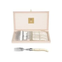Coffret Hêtre 6 Fourchettes à Steak Laguiole Mitre Inox Manche Méthacrylate