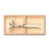Coffret Hêtre Fer à Gigot Laguiole Mitre Inox Manche Nacrine Ivoirine